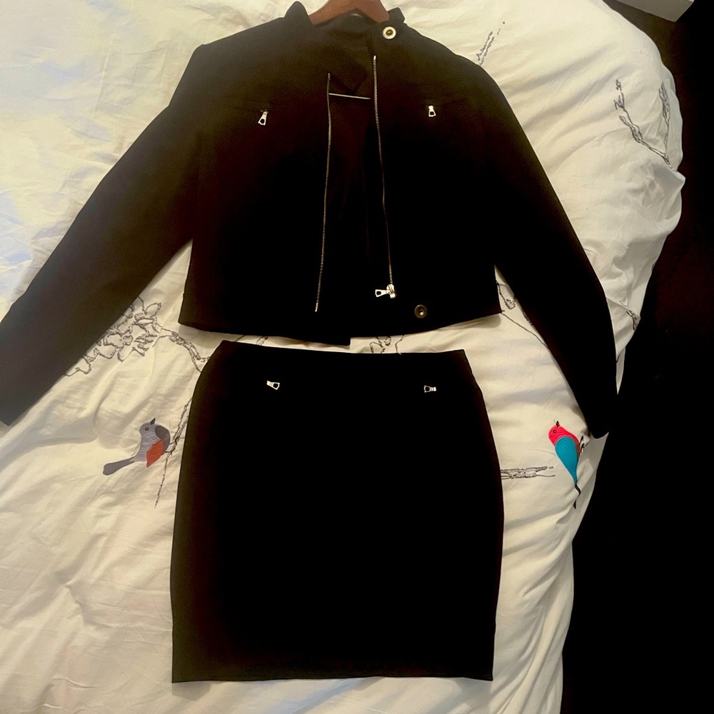 Motorcycle jacket business skirt set